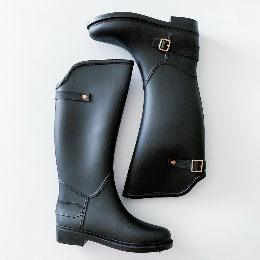 Steve Madden Rainfall Tall Black Rubber Boots Size 7 - Picture 10 of 13
